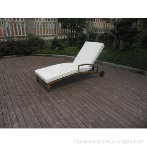 Adjustable Rattan Sun Lounger , Grey Folding Wicker Lounge